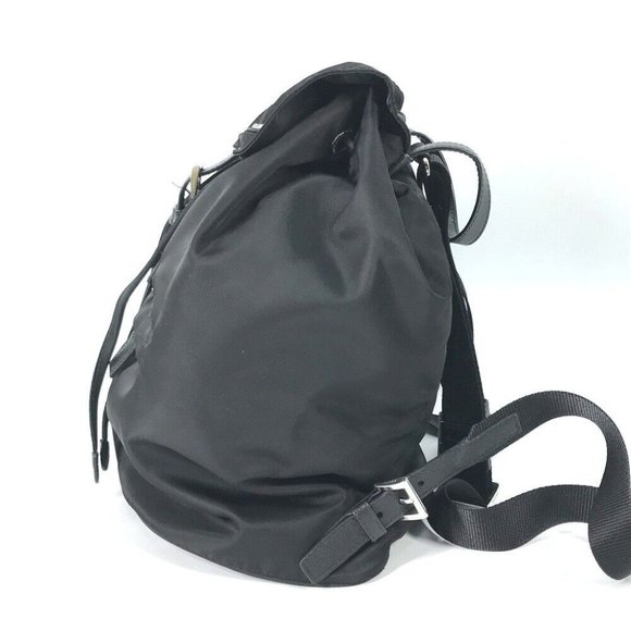 PRADA Logo Plate triangle logo backpack bag Nylon / Leather Black main image 14
